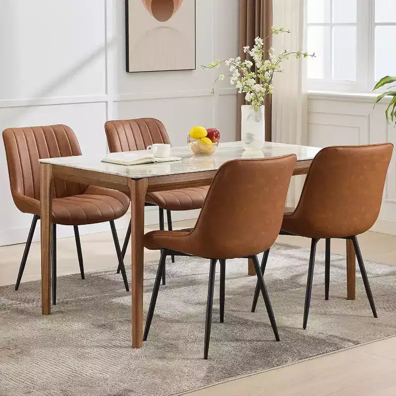 Chaise de salle à manger, similicuir, convient pour la cuisine et la salle à manger, chaise confortable moderne avec pieds en métal, chaise d'appoint rembourrée