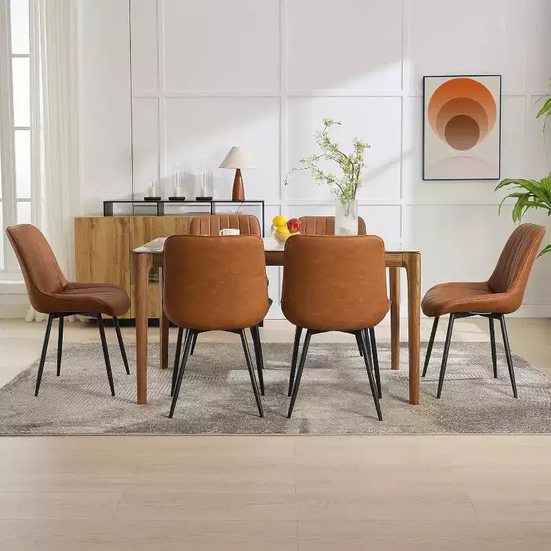 Chaise de salle à manger, similicuir, convient pour la cuisine et la salle à manger, chaise confortable moderne avec pieds en métal, chaise d'appoint rembourrée