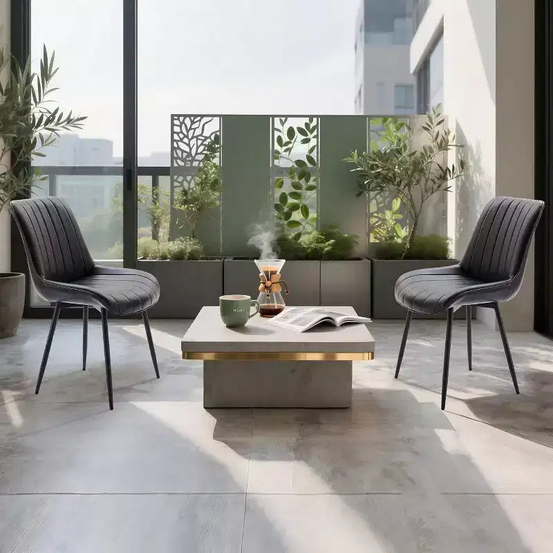 Dining Chair, Faux Leather, Suitable for Kitchen and Dining Room, Comfortable Modern Metal Leg Chair, Upholstered Side Chair
