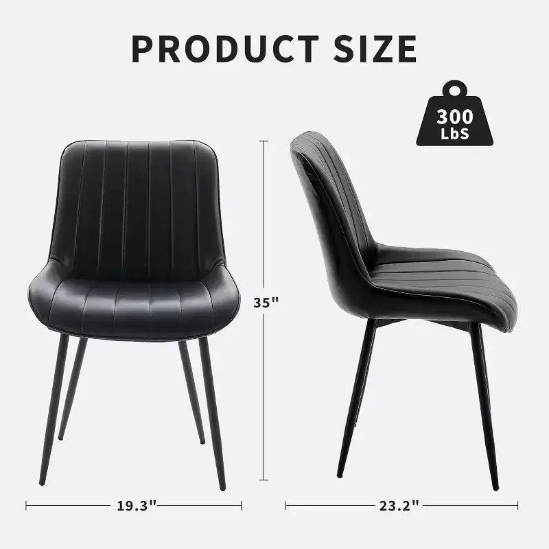 Dining Chair, Faux Leather, Suitable for Kitchen and Dining Room, Comfortable Modern Metal Leg Chair, Upholstered Side Chair