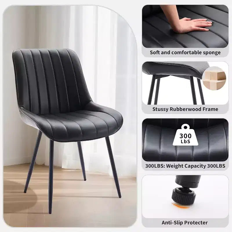 Chaise de salle à manger, similicuir, convient pour la cuisine et la salle à manger, chaise confortable moderne avec pieds en métal, chaise d'appoint rembourrée