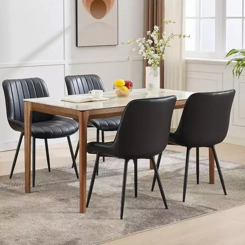 Chaise de salle à manger, similicuir, convient pour la cuisine et la salle à manger, chaise confortable moderne avec pieds en métal, chaise d'appoint rembourrée