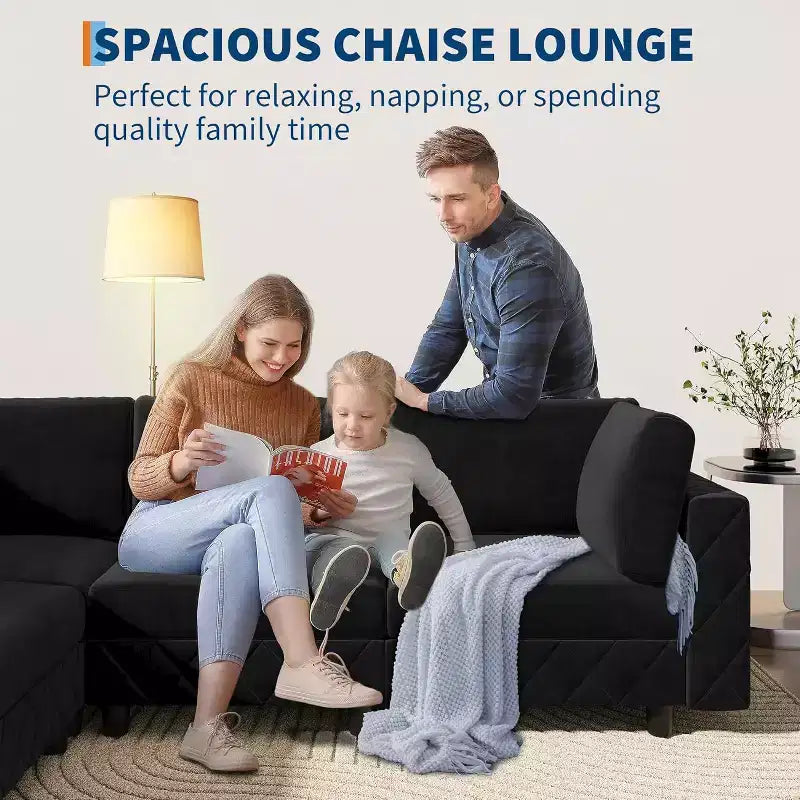 134" Sofa, 4-Seat Velvet Couch with High-Density Cushions, Upholstered Cloud Sofa