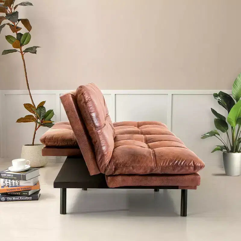 Canapé-lit en similicuir avec mousse à mémoire de forme, dossier et accoudoirs réglables, petit canapé-lit multifonctionnel