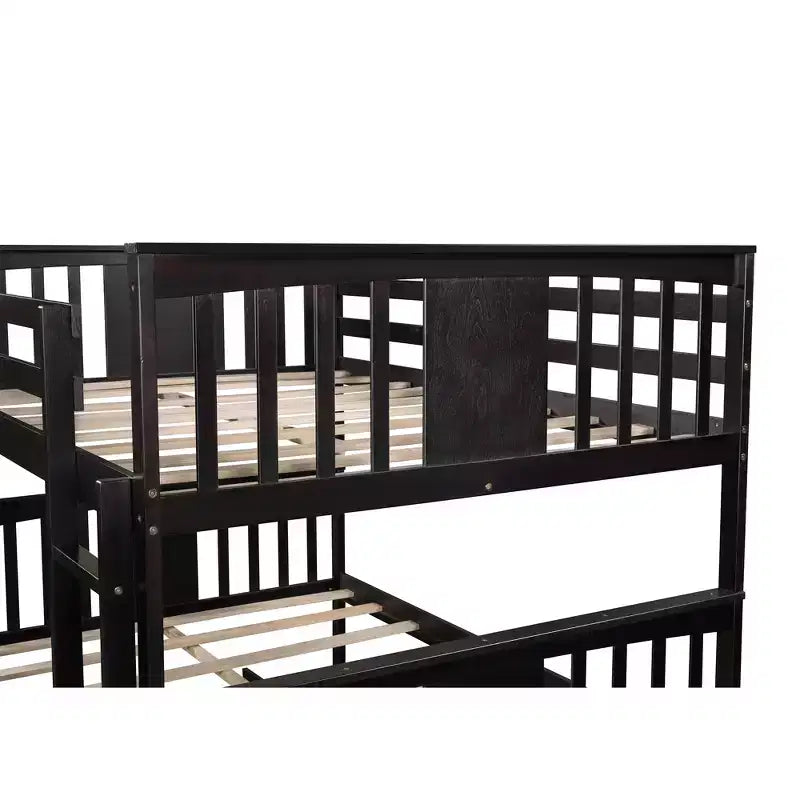 Lit superposé double sur double avec lit gigogne simple, cadre de lit superposé en bois double pour enfants, adolescents et adultes