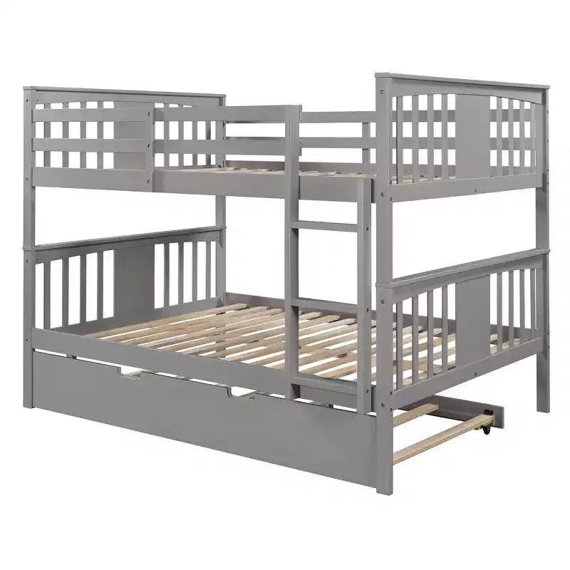 Lit superposé double sur double avec lit gigogne simple, cadre de lit superposé en bois double pour enfants, adolescents et adultes