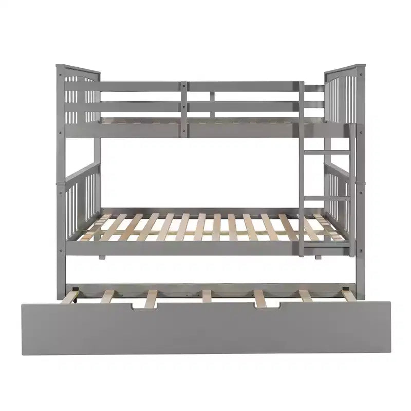 Lit superposé double sur double avec lit gigogne simple, cadre de lit superposé en bois double pour enfants, adolescents et adultes