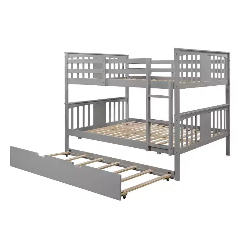 Lit superposé double sur double avec lit gigogne simple, cadre de lit superposé en bois double pour enfants, adolescents et adultes