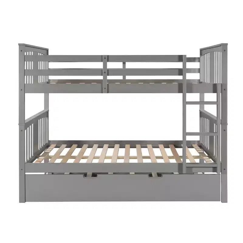 Lit superposé double sur double avec lit gigogne simple, cadre de lit superposé en bois double pour enfants, adolescents et adultes