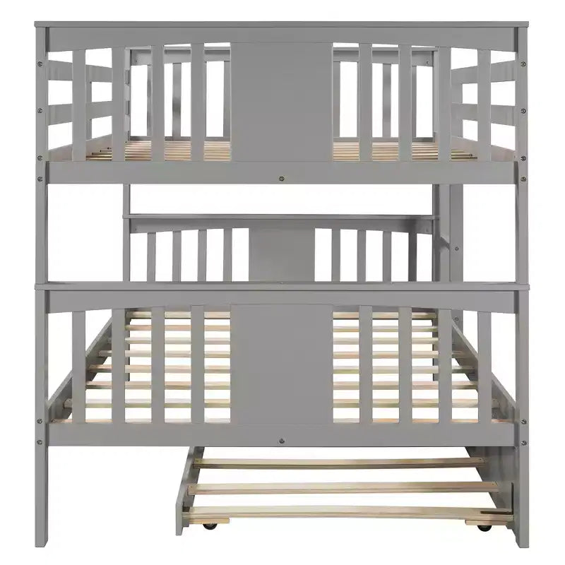 Lit superposé double sur double avec lit gigogne simple, cadre de lit superposé en bois double pour enfants, adolescents et adultes