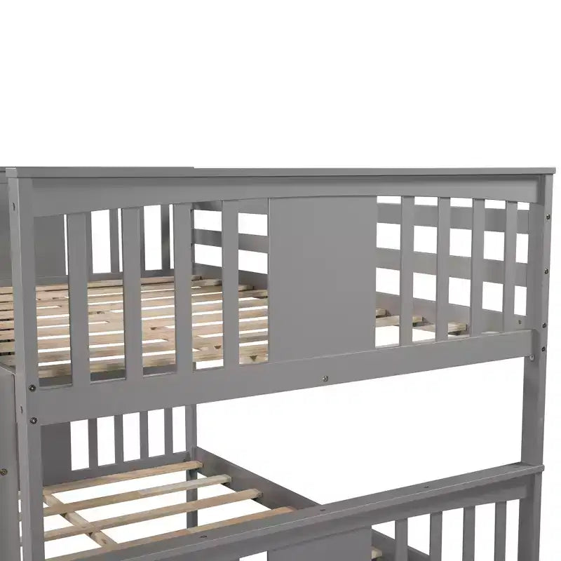 Lit superposé double sur double avec lit gigogne simple, cadre de lit superposé en bois double pour enfants, adolescents et adultes
