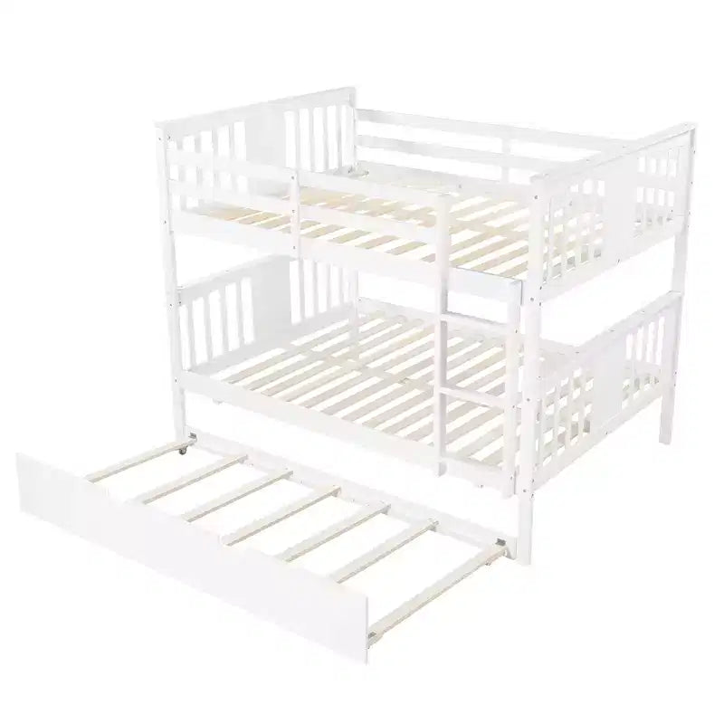 Lit superposé double sur double avec lit gigogne simple, cadre de lit superposé en bois double pour enfants, adolescents et adultes