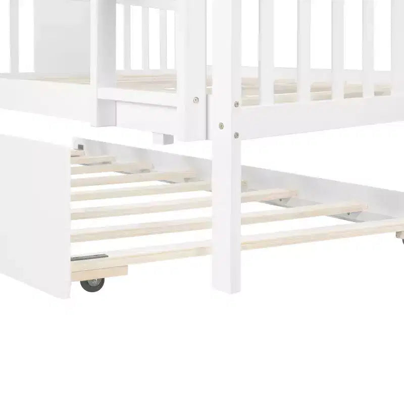 Lit superposé double sur double avec lit gigogne simple, cadre de lit superposé en bois double pour enfants, adolescents et adultes