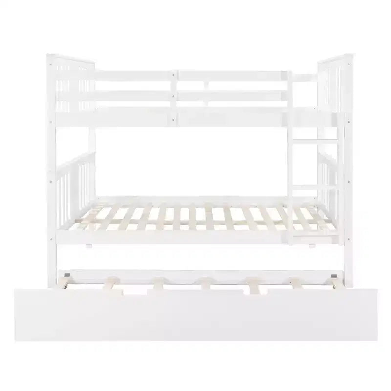 Lit superposé double sur double avec lit gigogne simple, cadre de lit superposé en bois double pour enfants, adolescents et adultes