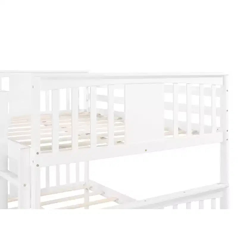 Lit superposé double sur double avec lit gigogne simple, cadre de lit superposé en bois double pour enfants, adolescents et adultes