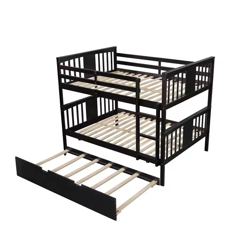 Lit superposé double sur double avec lit gigogne simple, cadre de lit superposé en bois double pour enfants, adolescents et adultes