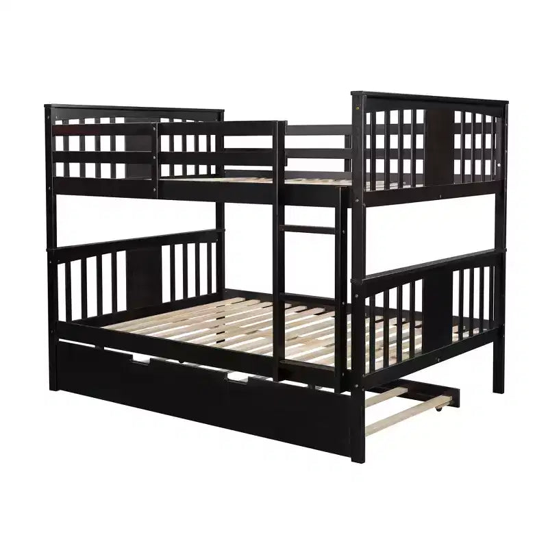 Lit superposé double sur double avec lit gigogne simple, cadre de lit superposé en bois double pour enfants, adolescents et adultes