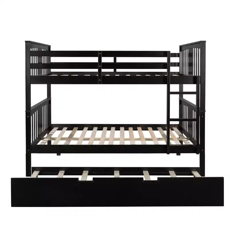 Lit superposé double sur double avec lit gigogne simple, cadre de lit superposé en bois double pour enfants, adolescents et adultes