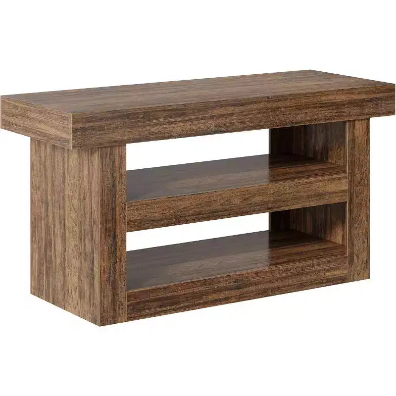 55 Îlot de cuisine avec grand plan de travail, meuble de rangement en bois pour bar à café pour salle à manger