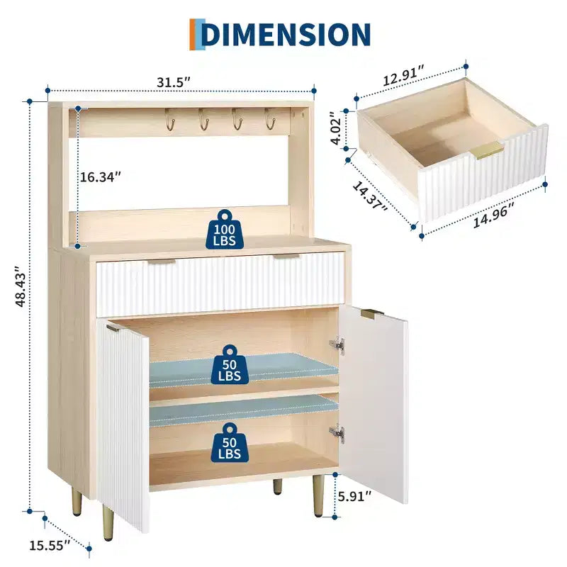 Buffet de rangement avec 2 tiroirs et étagères réglables, console moderne en bois pour salle à manger, salon, cuisine, entrée