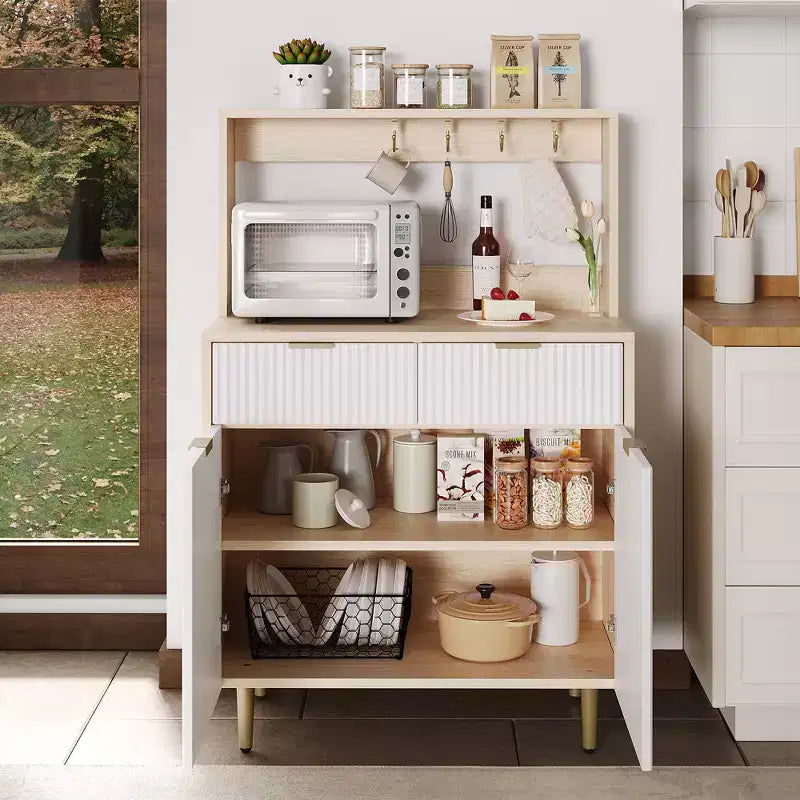 Buffet de rangement avec 2 tiroirs et étagères réglables, console moderne en bois pour salle à manger, salon, cuisine, entrée