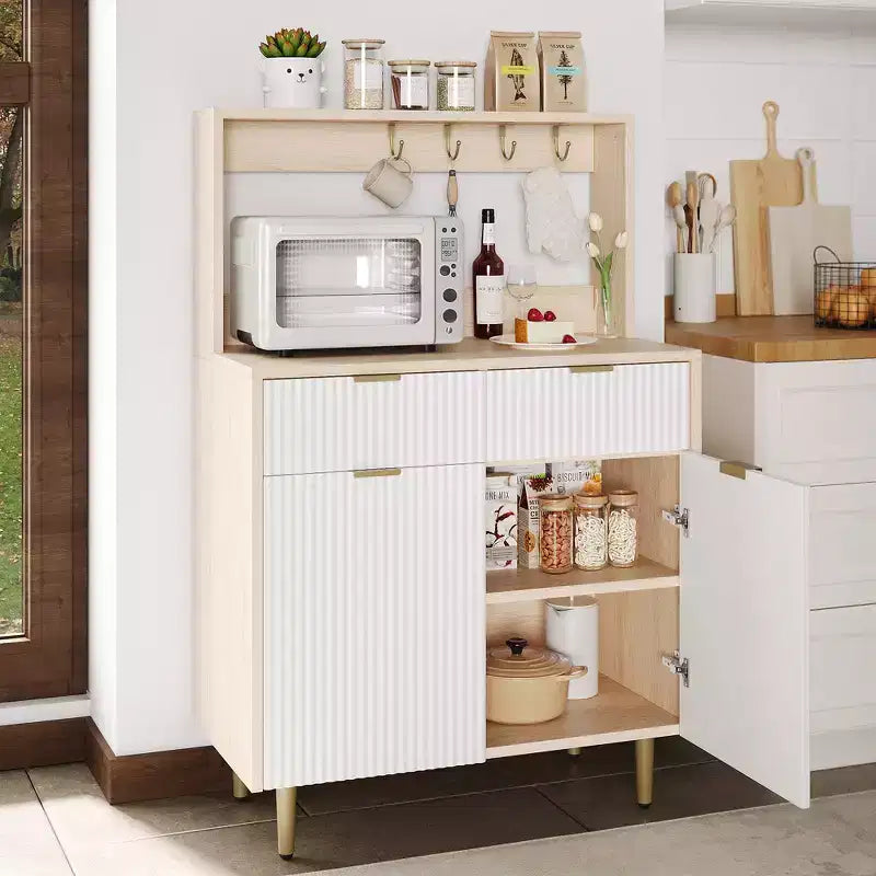 Buffet de rangement avec 2 tiroirs et étagères réglables, console moderne en bois pour salle à manger, salon, cuisine, entrée