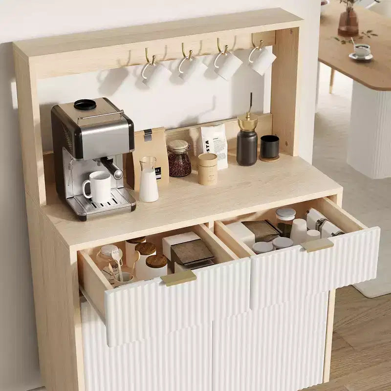 Buffet de rangement avec 2 tiroirs et étagères réglables, console moderne en bois pour salle à manger, salon, cuisine, entrée