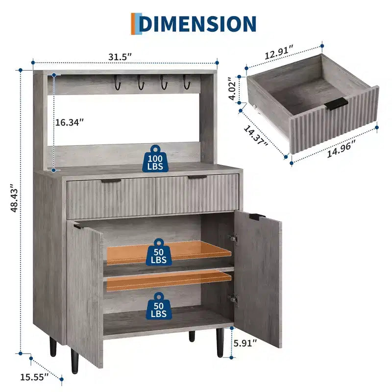 Buffet de rangement avec 2 tiroirs et étagères réglables, console moderne en bois pour salle à manger, salon, cuisine, entrée