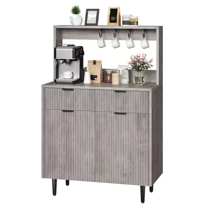 Buffet de rangement avec 2 tiroirs et étagères réglables, console moderne en bois pour salle à manger, salon, cuisine, entrée