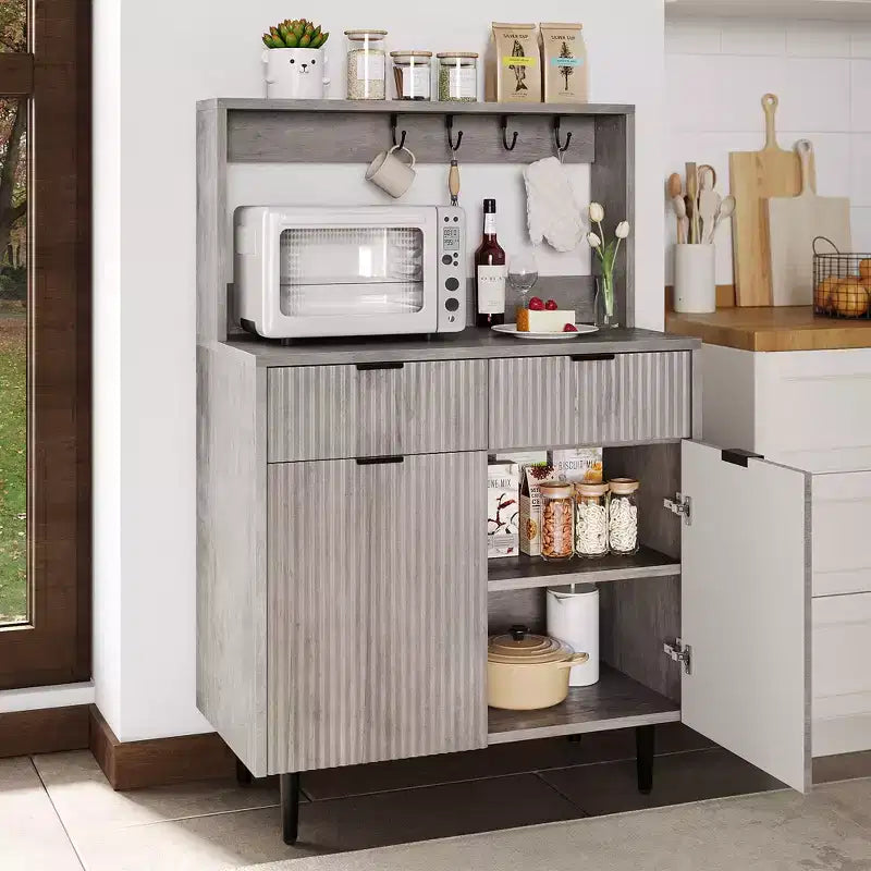 Buffet de rangement avec 2 tiroirs et étagères réglables, console moderne en bois pour salle à manger, salon, cuisine, entrée