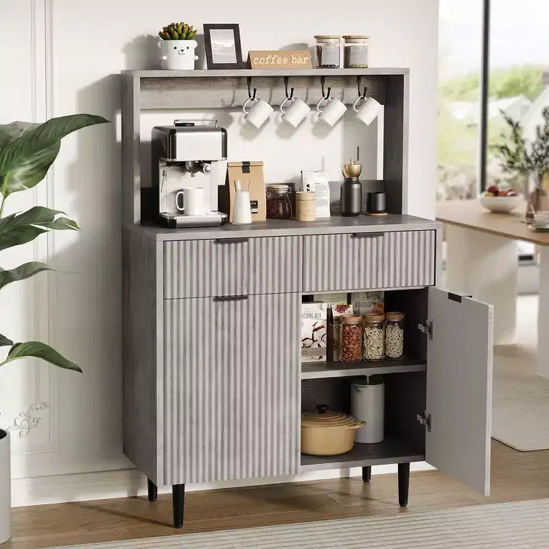 Buffet de rangement avec 2 tiroirs et étagères réglables, console moderne en bois pour salle à manger, salon, cuisine, entrée