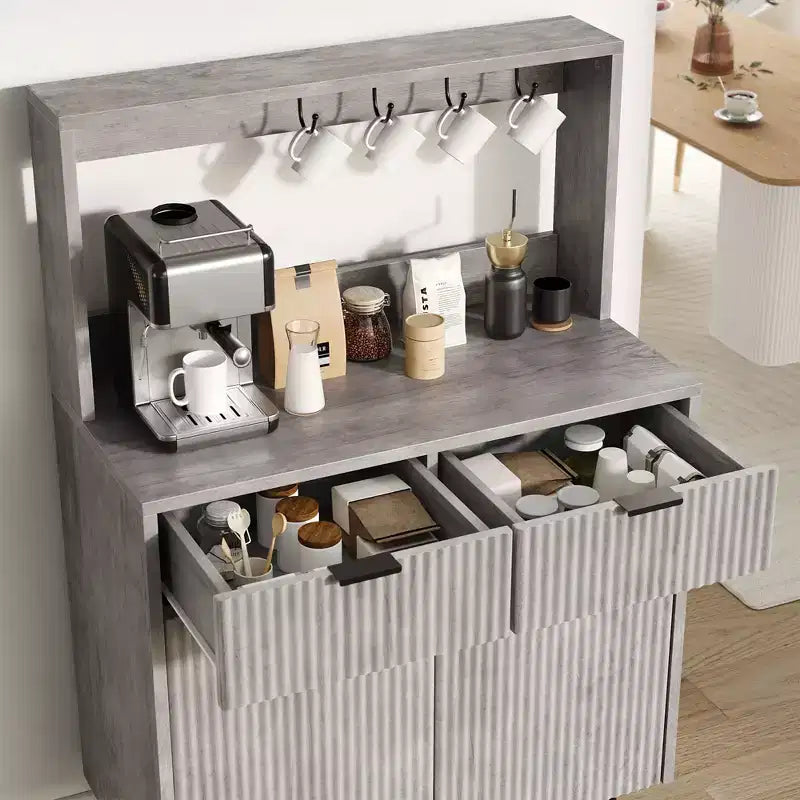 Buffet de rangement avec 2 tiroirs et étagères réglables, console moderne en bois pour salle à manger, salon, cuisine, entrée