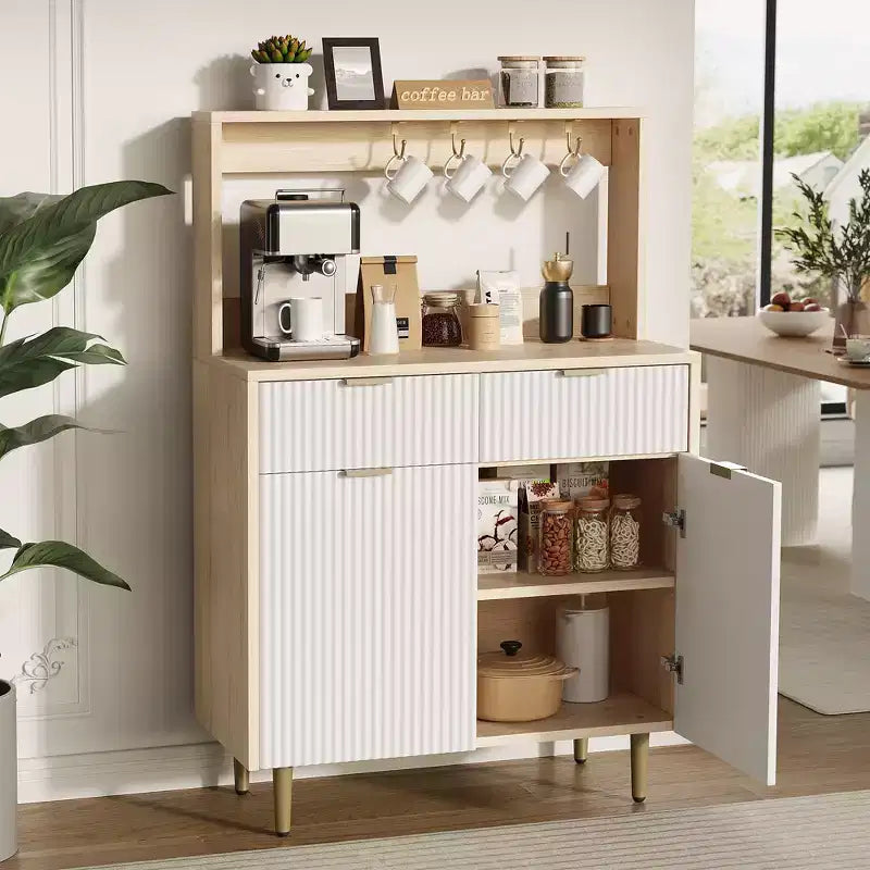 Buffet de rangement avec 2 tiroirs et étagères réglables, console moderne en bois pour salle à manger, salon, cuisine, entrée