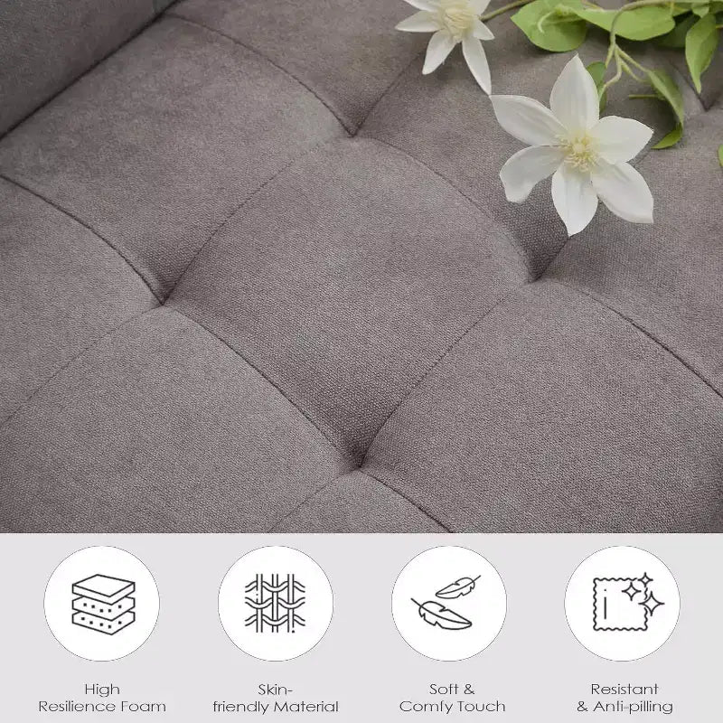 Sofa Couch, Modern Linen Upholstered Sofa, Loveseat with Deep Seats for Living Room, Light Gray