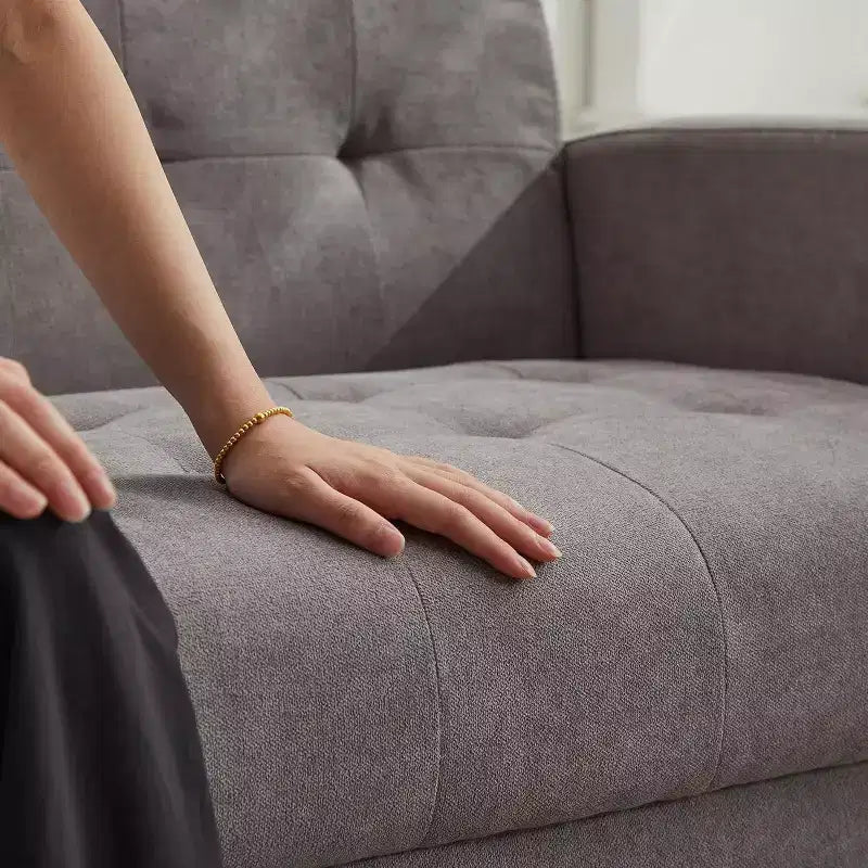 Canapé, canapé moderne rembourré en lin, causeuse avec sièges profonds pour salon, gris clair