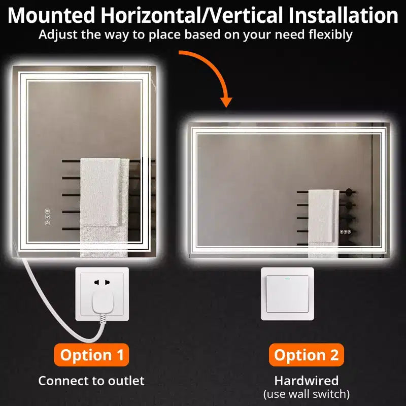 Miroir de Salle de Bain Anti-Buée avec Lumières Dimmables