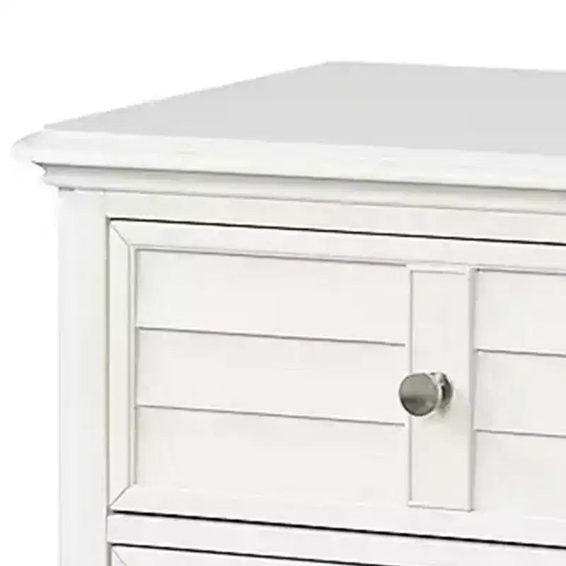 Table de chevet, 2 tiroirs, bois massif blanc antique classique, 71 cm