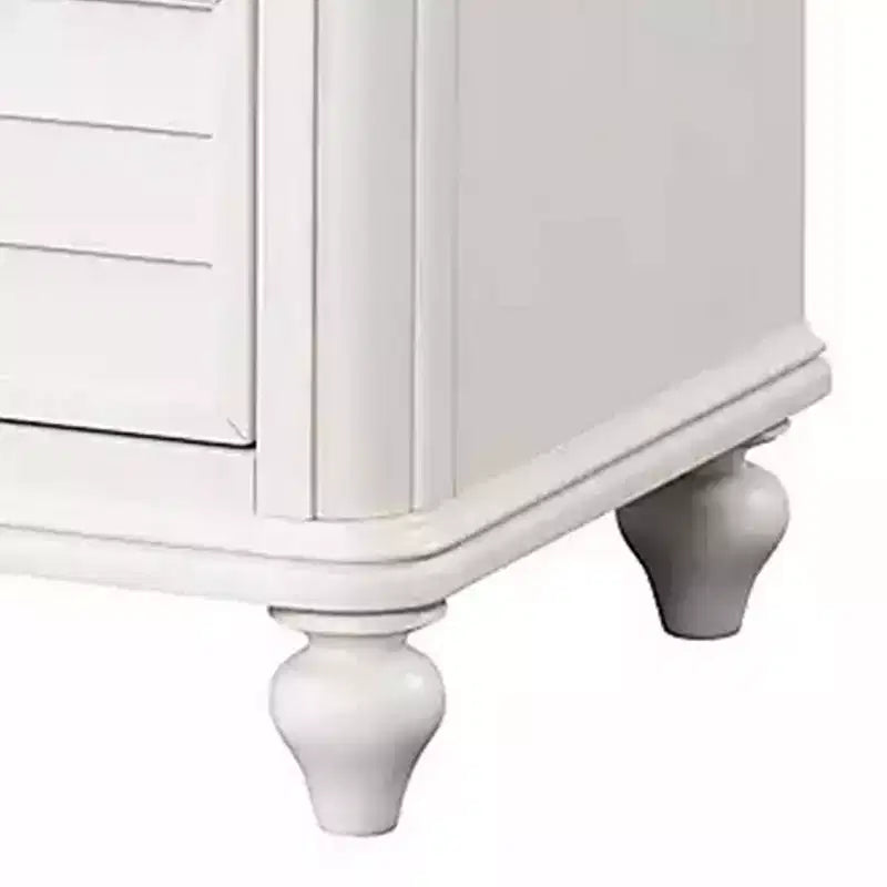 Table de chevet, 2 tiroirs, bois massif blanc antique classique, 71 cm
