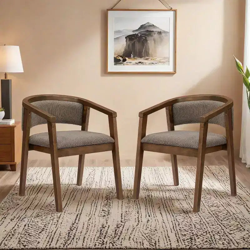 Chaise de salle à manger moderne du milieu du siècle en bouclette, avec accoudoirs en U