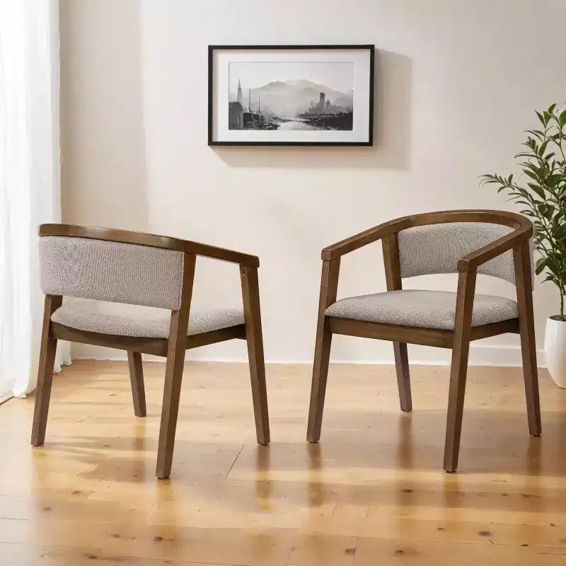 Chaise de salle à manger moderne du milieu du siècle en bouclette, avec accoudoirs en U