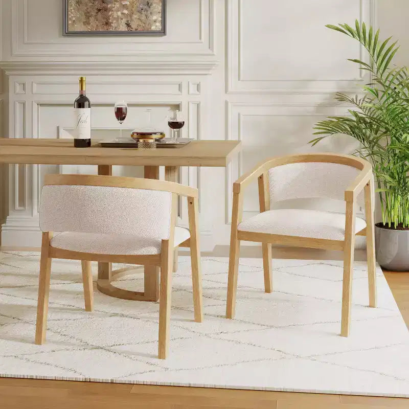 Chaise de salle à manger moderne du milieu du siècle en bouclette, avec accoudoirs en U