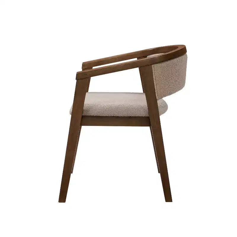 Chaise de salle à manger moderne du milieu du siècle en bouclette, avec accoudoirs en U