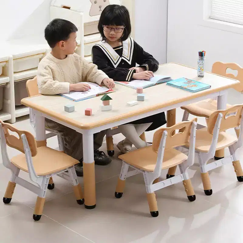 Bureau et chaise réglables en hauteur pour enfants de 2 à 10 ans, plateau à gribouillis et pieds antidérapants