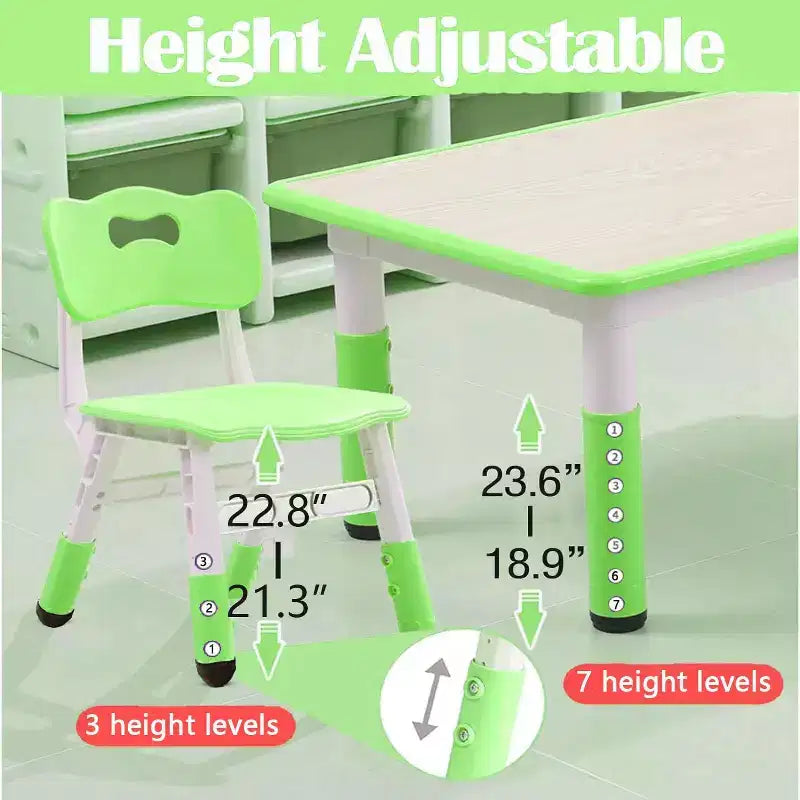 Children's Height-Adjustable Desk and Chair for Ages 2-10, Doodle Tabletop and Non-Slip Legs