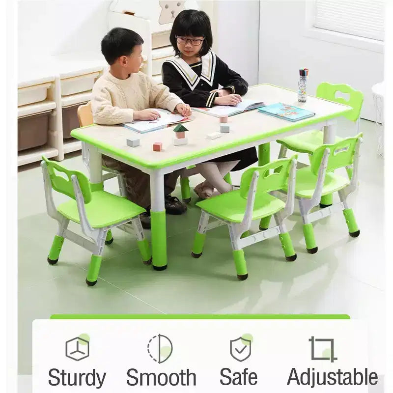 Bureau et chaise réglables en hauteur pour enfants de 2 à 10 ans, plateau à gribouillis et pieds antidérapants