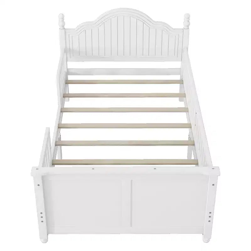 Lit plateforme contemporain pour enfants avec tête et pied de lit et barrières de sécurité