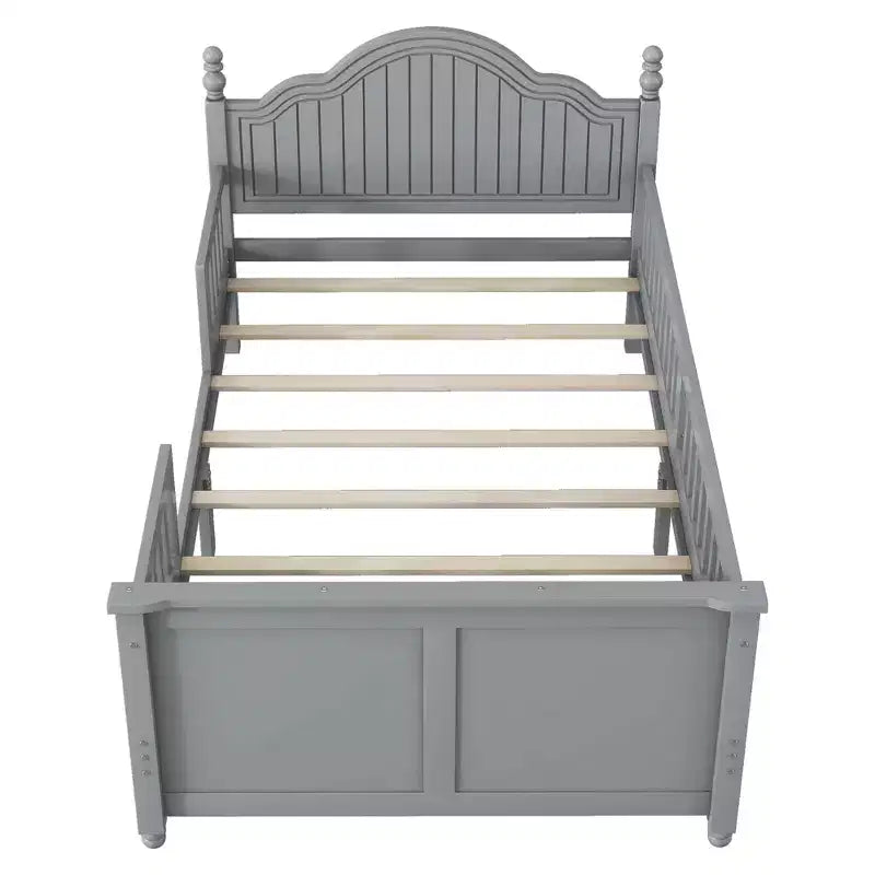 Lit plateforme contemporain pour enfants avec tête et pied de lit et barrières de sécurité