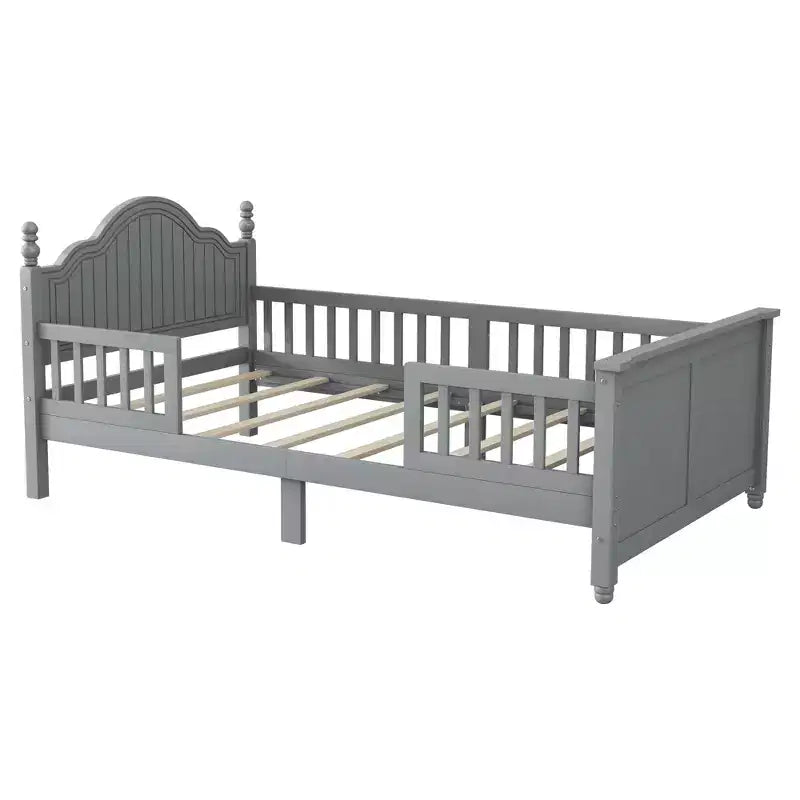 Lit plateforme contemporain pour enfants avec tête et pied de lit et barrières de sécurité