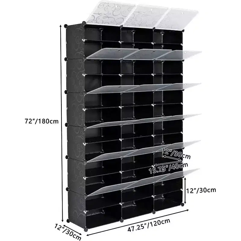 12 Tier Shoe Rack Organizer, Expandable Plastic Shoe Cabinet with Doors, Large Entryway Storage