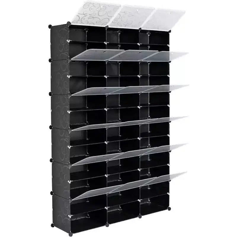 12 Tier Shoe Rack Organizer, Expandable Plastic Shoe Cabinet with Doors, Large Entryway Storage